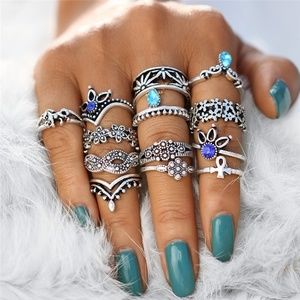 13 PCS/Set Bohemian Flower Stackable Ring Set